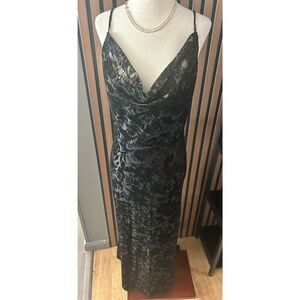 David’s bridal mother of the bride bridesmaid long maxi black dress with gold sh